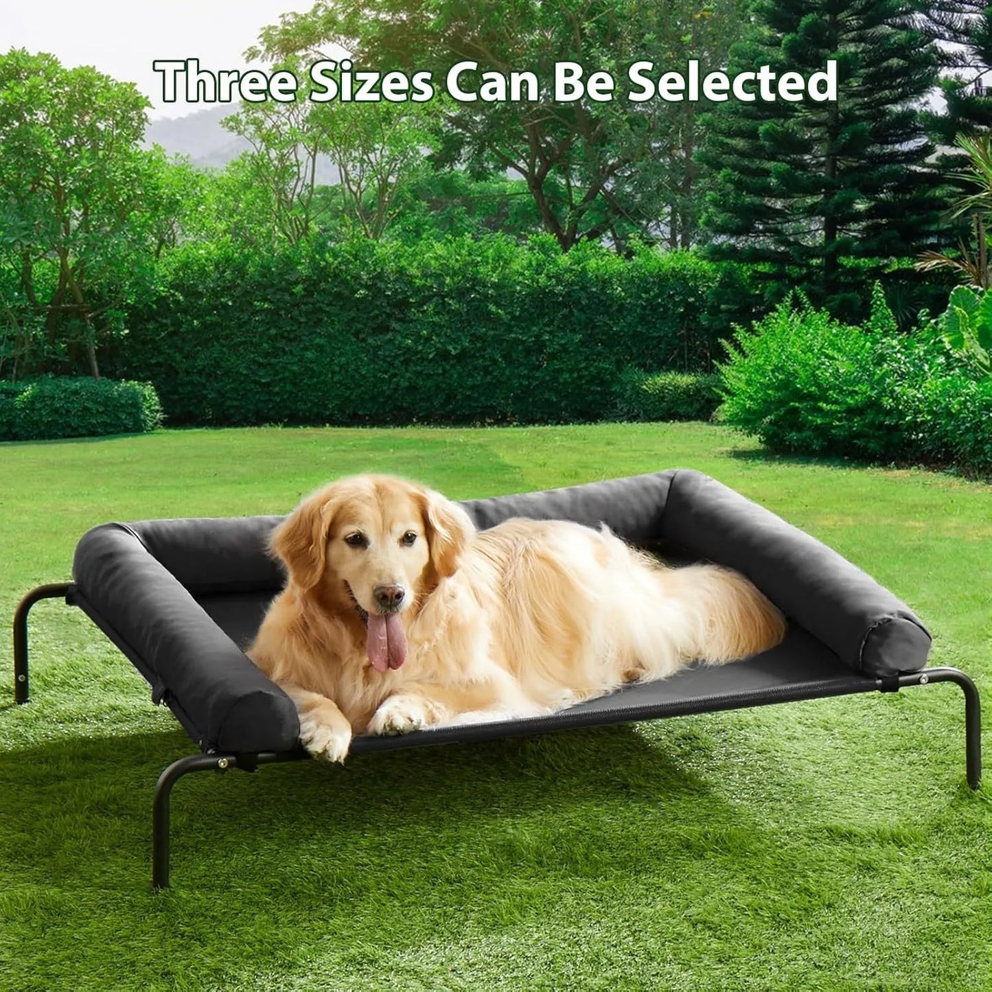 Large Elevated Cooling Dog Bed Portable Anti-Chewing Outdoor Kennel with Non-Slip Foot Rest Pet Bed