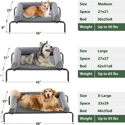 Large Elevated Cooling Dog Bed Portable Anti-Chewing Outdoor Kennel with Non-Slip Foot Rest Pet Bed